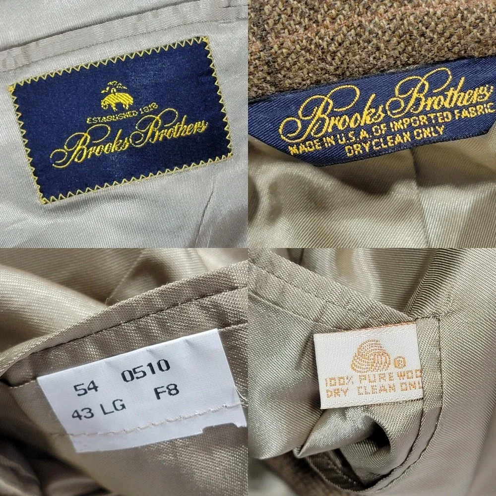 Brooks Brothers sport coat jacket - brown windowpane herringbone, 2‎ button, 43L